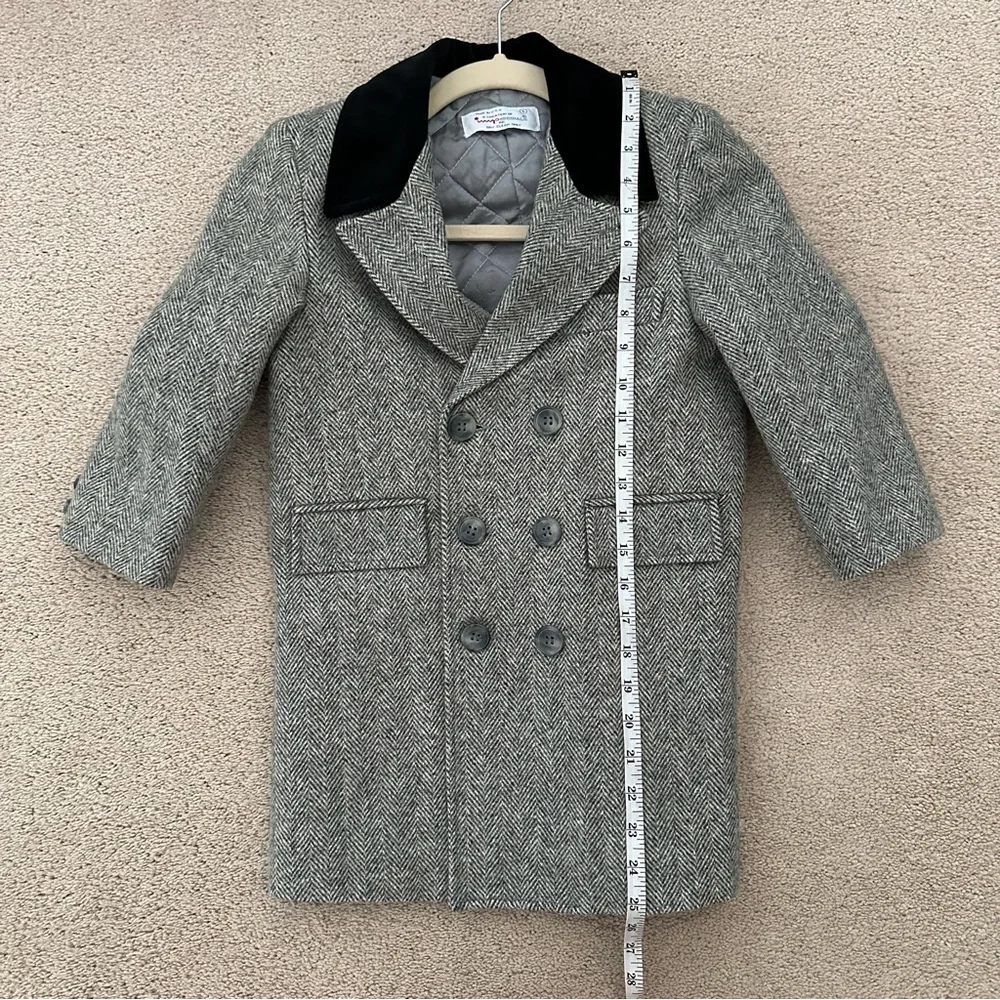 Girls Vintage Imp Originals Wool Tweed Double Breasted Pea Coat - Velvet / Fall